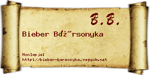 Bieber Bársonyka névjegykártya